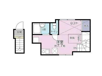 ロンディネ鷺ノ宮(ワンルーム/2階)の間取り写真