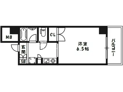 88中之島ウイング(1K/3階)の間取り写真