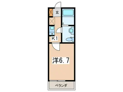 アーバンプレイス相武台(1K/1階)の間取り写真