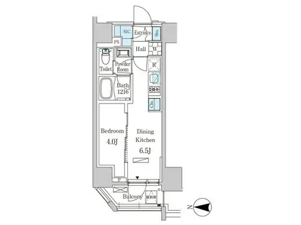 ザ・ライオンズフォーシア蒲田(1DK/8階)の間取り写真