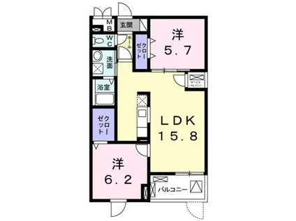 ホライゾン(2LDK/1階)の間取り写真