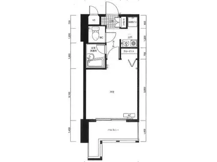 ピュアドームグランディー博多(1K/7階)の間取り写真