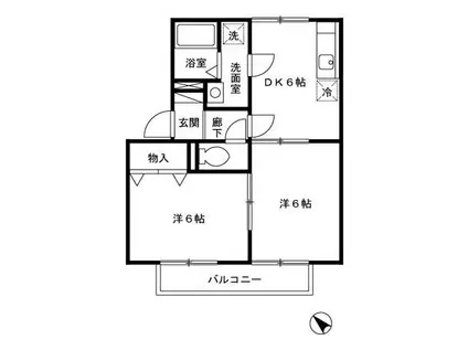 セジュール類家(2DK/2階)の間取り写真