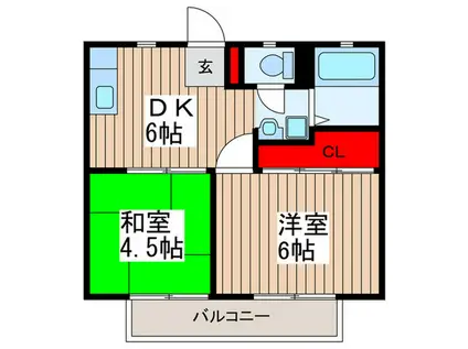 サンシティHOOU(2DK/2階)の間取り写真