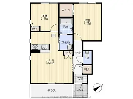 ル・クール A(2LDK/1階)の間取り写真