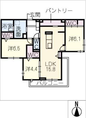 セレスティア檀溪通(3LDK/3階)の間取り写真