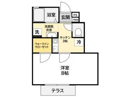 PROGRESS B棟(1K/1階)の間取り写真