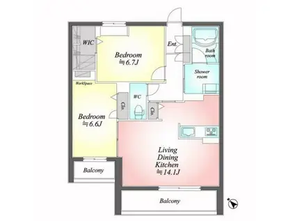 シャーメゾンステージ富田(2LDK/3階)の間取り写真