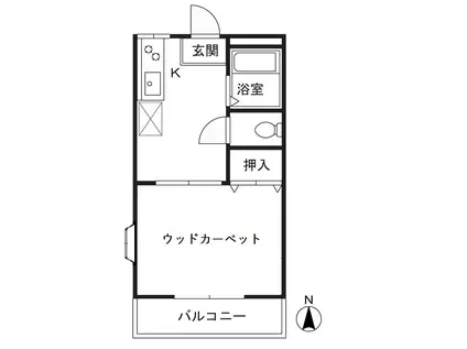 ラ・フォンテーヌA(1DK/2階)の間取り写真