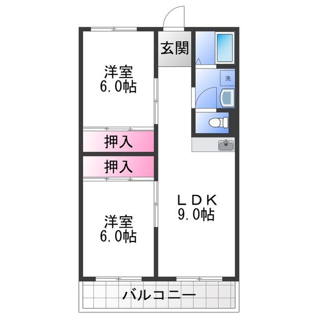 マンション希宗(2LDK/3階)の間取り写真