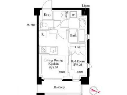 343レジデンス品川(1LDK/3階)の間取り写真