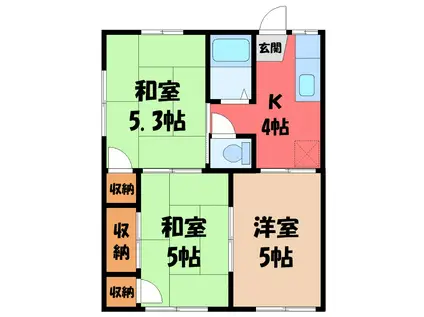 コーポたちばな B(3K/1階)の間取り写真