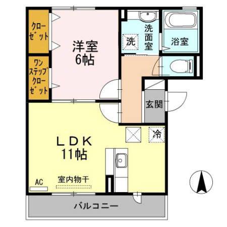 エスポワール(1LDK/1階)の間取り写真