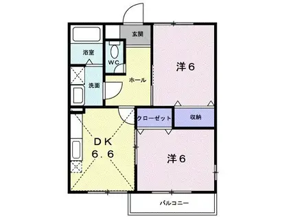 スカーレット(2DK/2階)の間取り写真