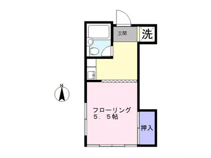 旗の台コーポ C(1K/2階)の間取り写真