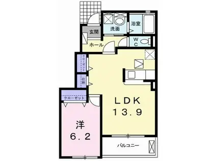 エターナル プロスペリティI(1LDK/1階)の間取り写真