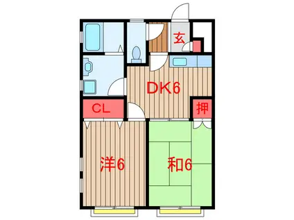 ホワイトハイム(2DK/2階)の間取り写真