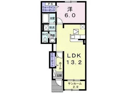 プレイス若狭(1LDK/1階)の間取り写真