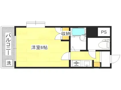 リファレンス小倉北(1K/6階)の間取り写真