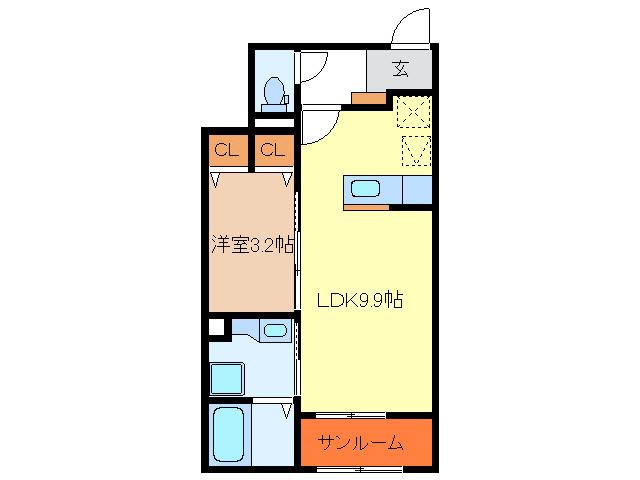 アミティ73(1LDK/1階)の間取り写真