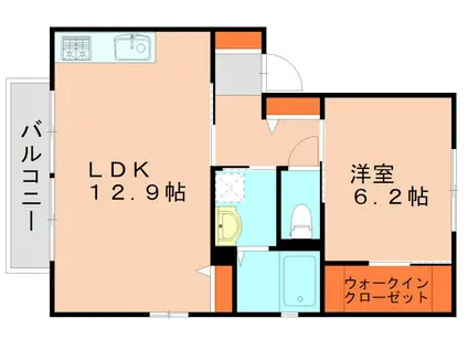 レーベン内橋(1LDK/1階)の間取り写真