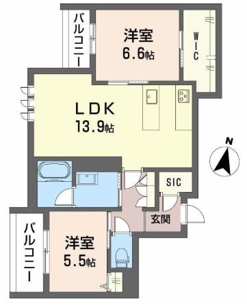 シャーメゾングラン南福岡(2LDK/3階)の間取り写真