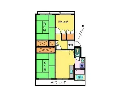 オークマ第三レジデンス(3DK/2階)の間取り写真