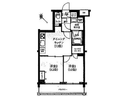 ルフレ世田谷ノール(2DK/3階)の間取り写真