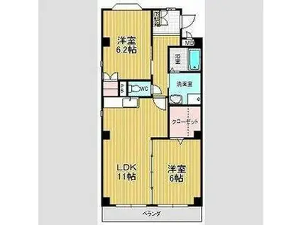 ラフォーレ若慎(2LDK/2階)の間取り写真