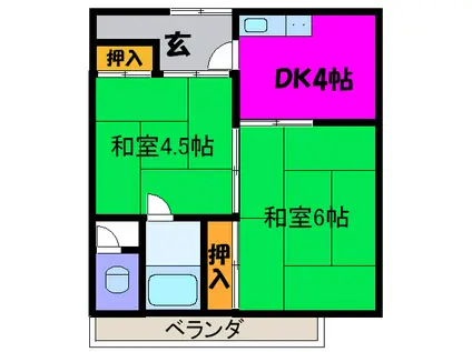 宝持ハイツ(2DK/2階)の間取り写真