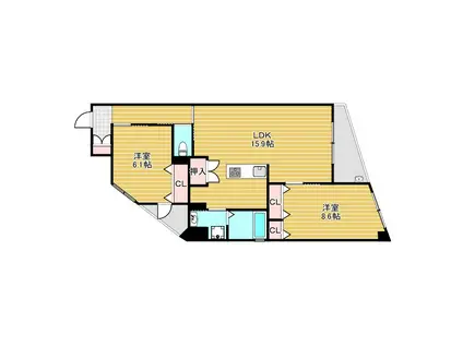 シェーンブルン羽鷹(2LDK/3階)の間取り写真