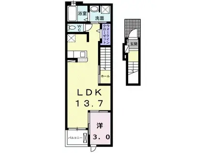 メゾンノーブルI(1LDK/2階)の間取り写真