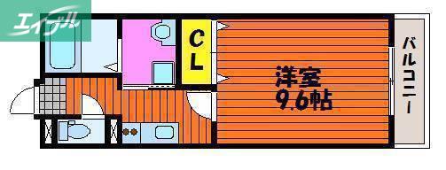 ピア伊福町(1K/1階)の間取り写真