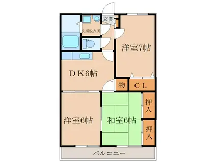 フレグランスK(3DK/1階)の間取り写真