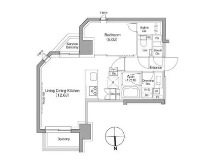 ザ・パークハビオ根岸三丁目(1LDK/7階)の間取り写真