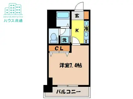 ディノ馬町(1K/9階)の間取り写真