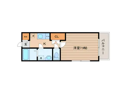 サニーベール八幡(1K/2階)の間取り写真