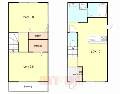 ラ・ポーズ 六甲 A棟(2LDK/1階)の間取り写真