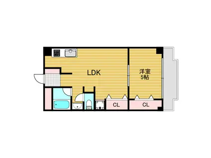 クレール上新庄(1LDK/3階)の間取り写真