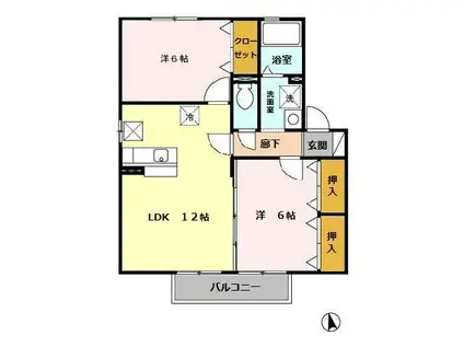 コンチェルト桜(2LDK/1階)の間取り写真