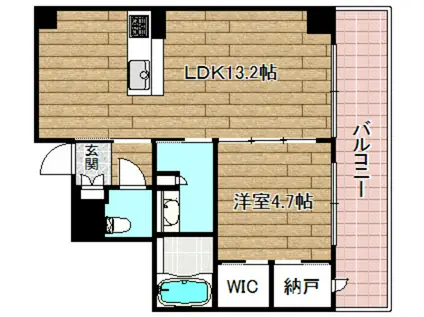 レフィシア高槻(1LDK/7階)の間取り写真