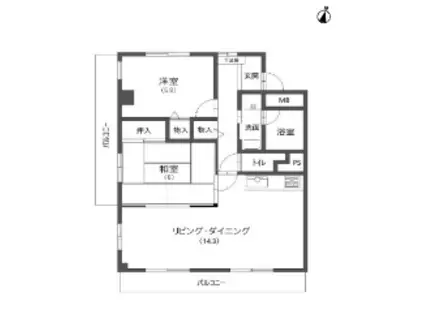 フォーラムノリタケ2(2LDK/2階)の間取り写真