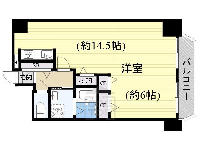 江坂グランドハイツ北(ワンルーム/3階)の間取り写真