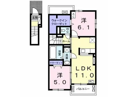 エスペランサS III(2LDK/2階)の間取り写真