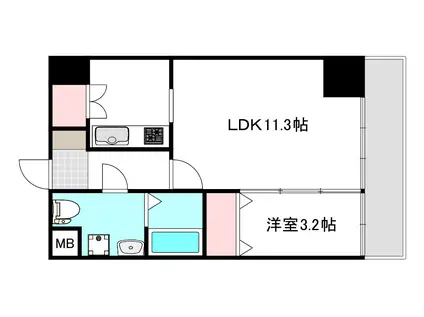 ペルソナ大手町(1LDK/2階)の間取り写真