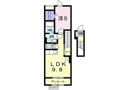 春日ヒルズII(1LDK/2階)の間取り写真