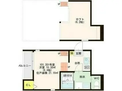 GROWTH御幣島(1K/1階)の間取り写真