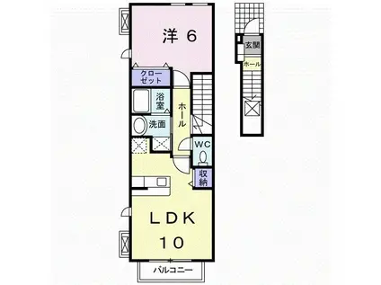 エンパイヤ・ヴィラII(1LDK/2階)の間取り写真