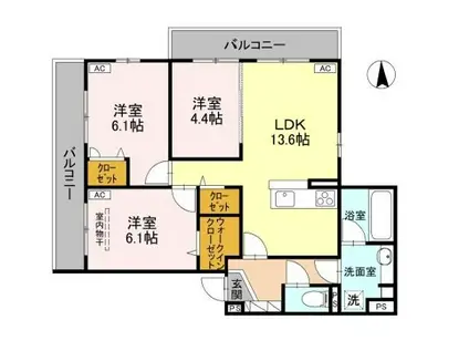 エンラージ西院(3LDK/3階)の間取り写真