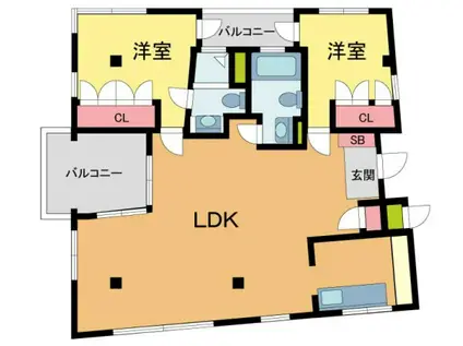 CRESCENT-T(2LDK/2階)の間取り写真